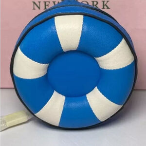 Collectible Kate Spade Pool Float Coin Purse Blue White Leather Splash